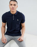 Stretch Slim fit pique polo icon logo in navy