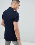 Stretch Slim fit pique polo icon logo in navy