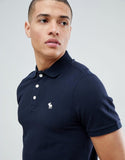 Stretch Slim fit pique polo icon logo in navy
