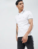Muscle Polo with peace logo in white
