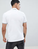 Muscle Polo with peace logo in white