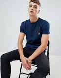 Rose Embroidery t-shirt in navy blue