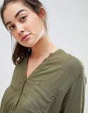 V-Neck long sleeved shirt in Khaki