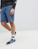 Denim Shorts In Skater Fit Mid Wash Blue