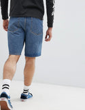 Denim Shorts In Skater Fit Mid Wash Blue