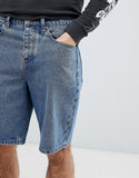 Denim Shorts In Skater Fit Mid Wash Blue
