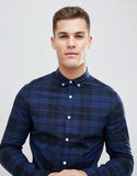 Skinny Poplin check shirt in blue