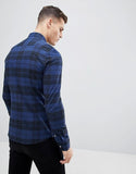 Skinny Poplin check shirt in blue