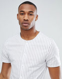 Skinny baseball collar stripe shirt