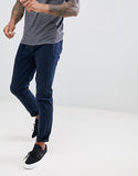 Slim Trousers in blue peached cotton