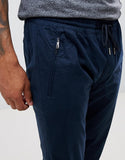 Slim Trousers in blue peached cotton